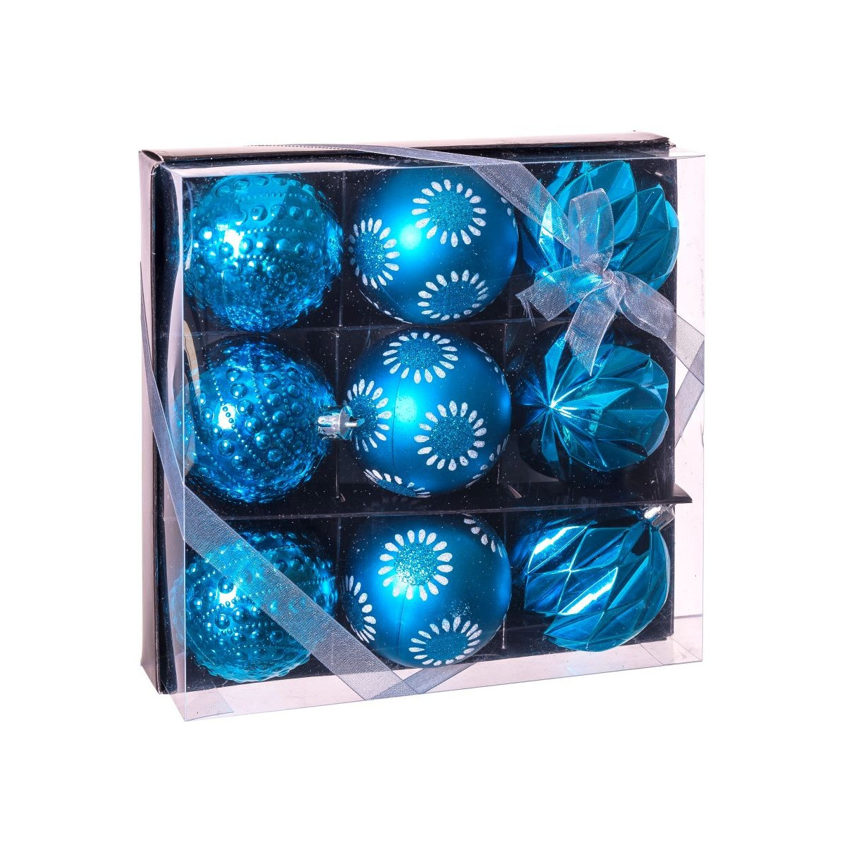 S 9 palline decorate blu 8 x 8 x 6 cm