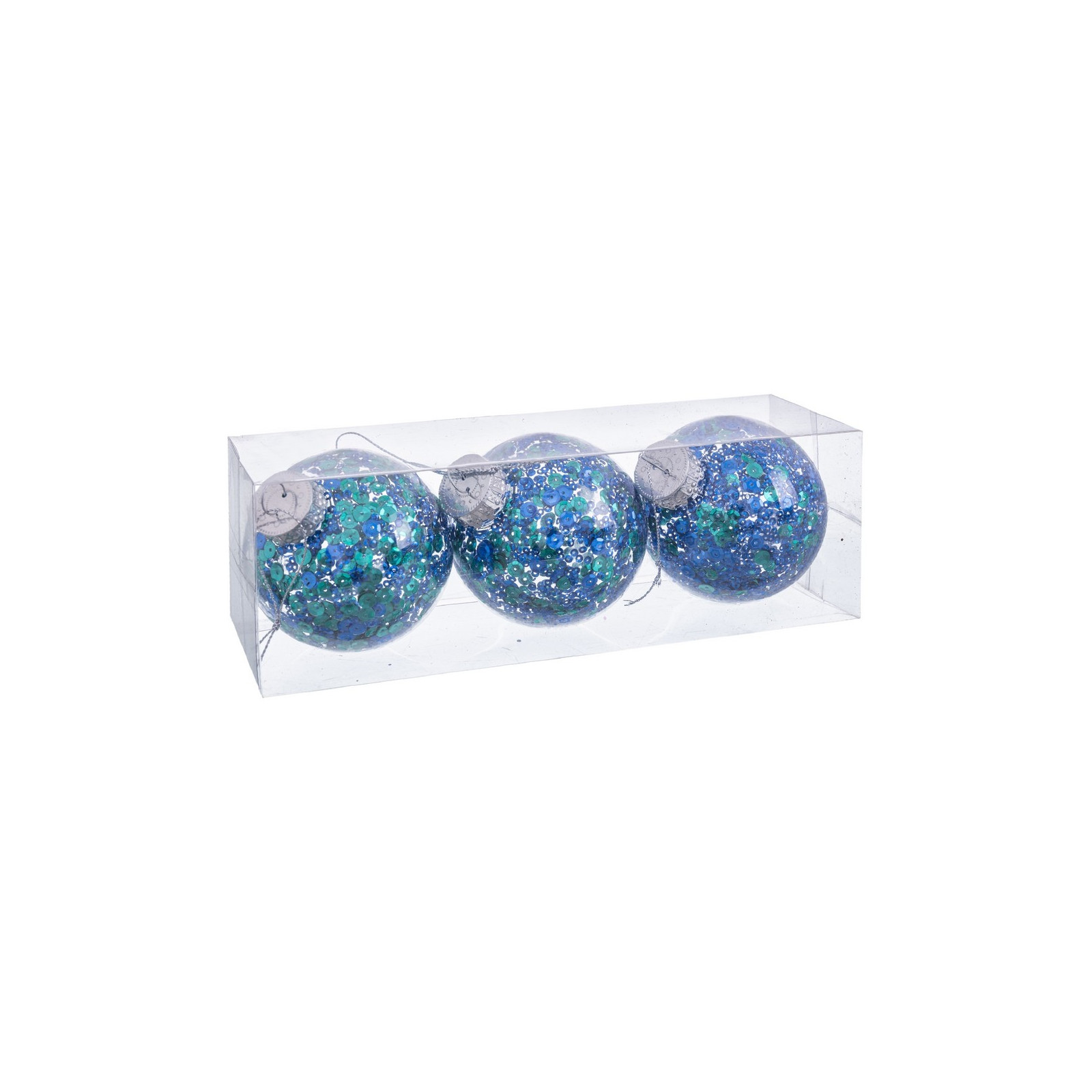 S 3 palline blu verdi trasparenti 8 x 8 x 8 cm