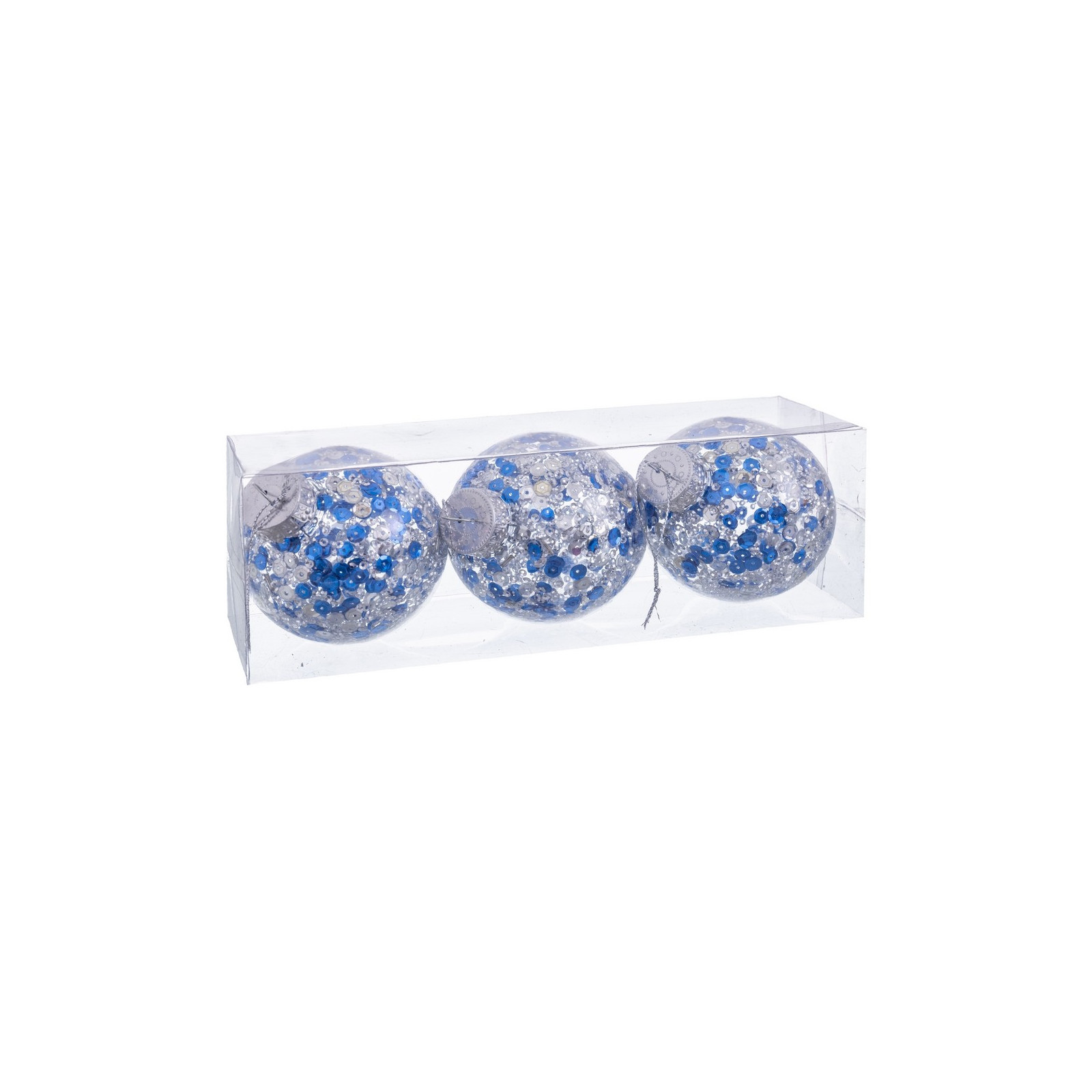 S 3 palline trasparenti argento blu 8 x 8 x 8 cm