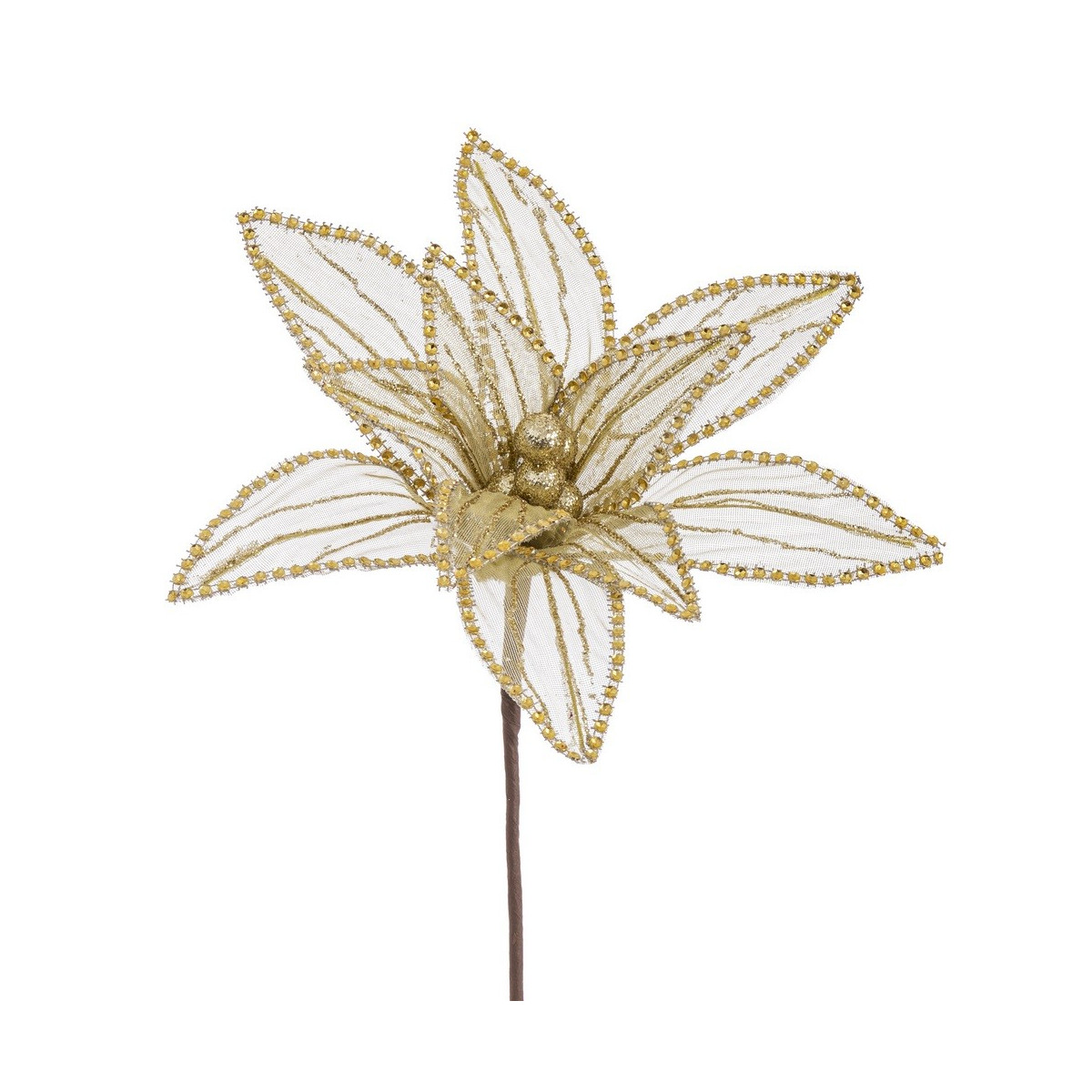 Fiore poinsettia tessuto oro 25 x 65 cm