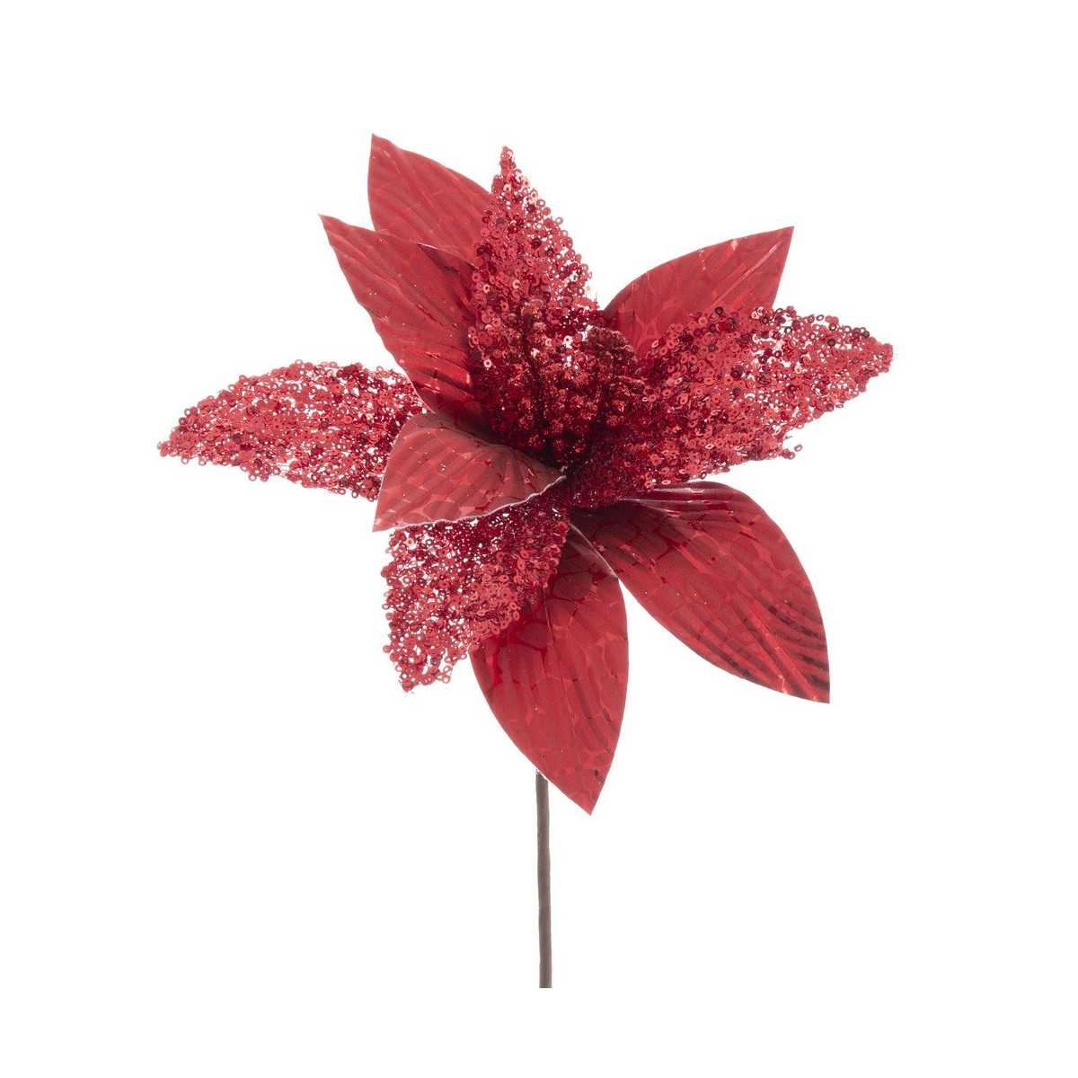 Fiore poinsettia tessuto rosso 25 x 65 cm