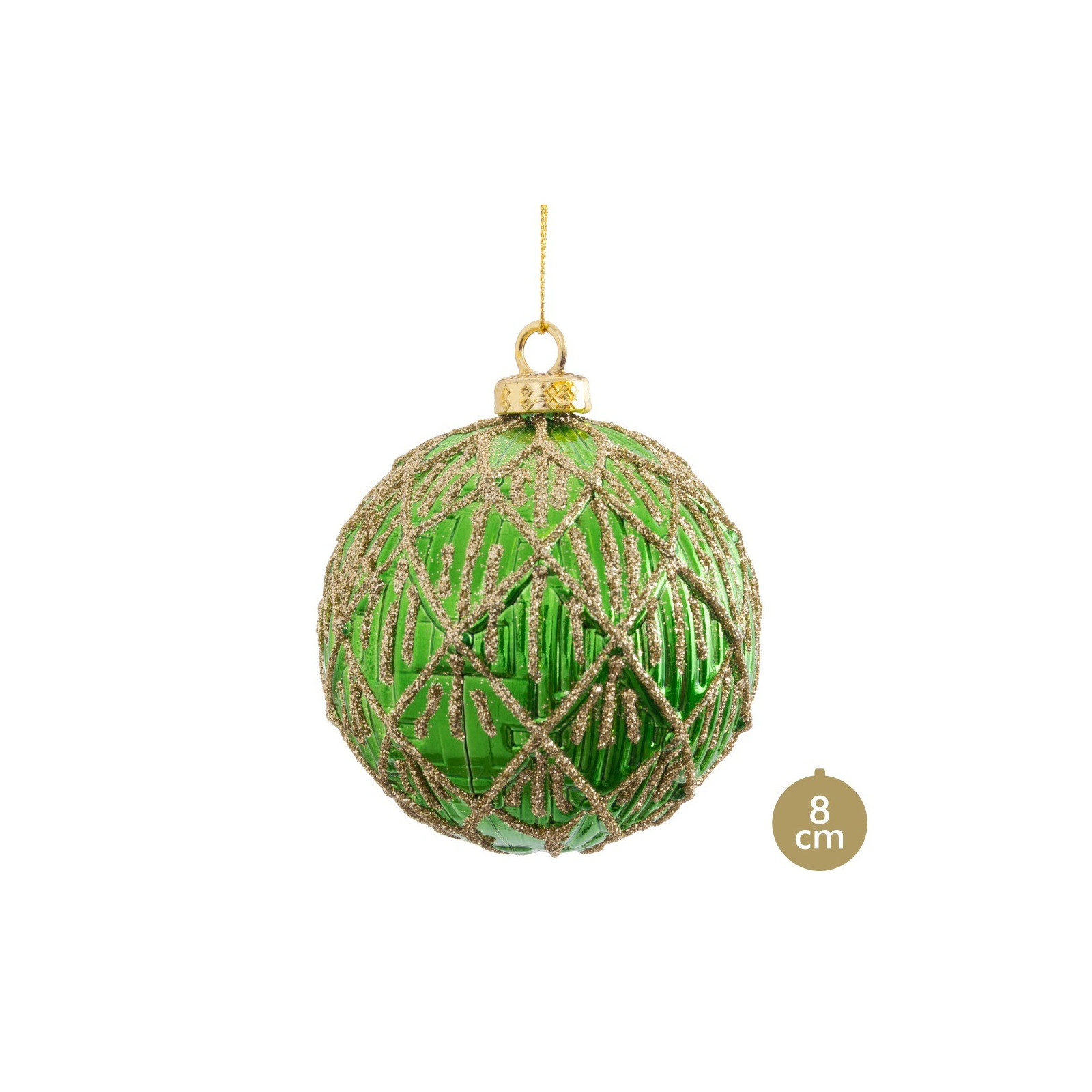 Sfera decorata verde 8 x 8 x 8 cm