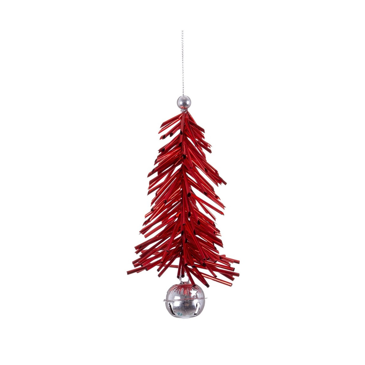 Ciondolo albero tinsel rosso 8 x 15 cm