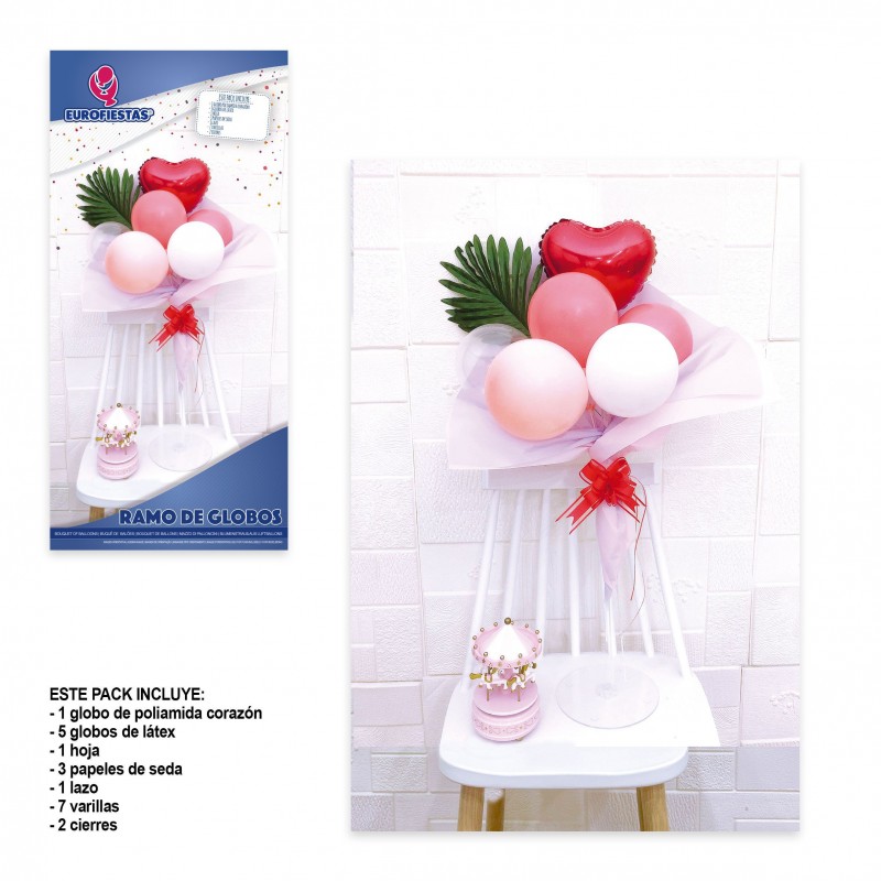 Bouquet di palloncini pastello e cuore