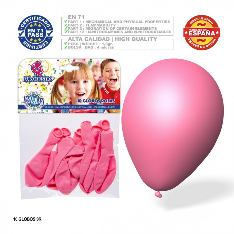 Palloncino rosa 9r 10 unità