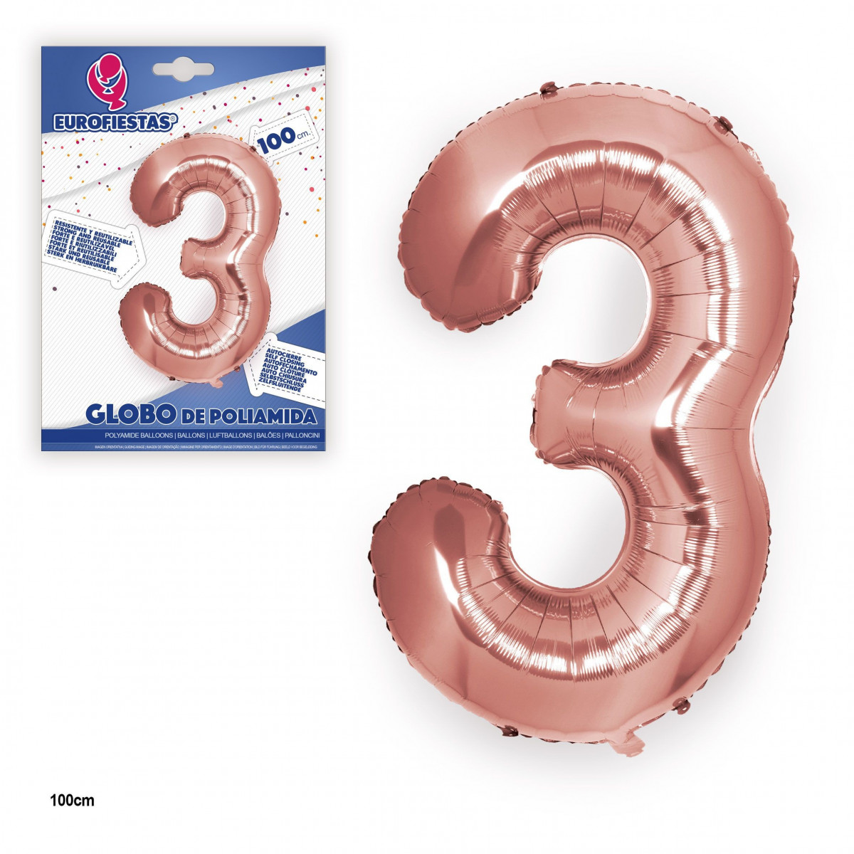 Palloncino in poliammide oro rosa da 1 m nº 3