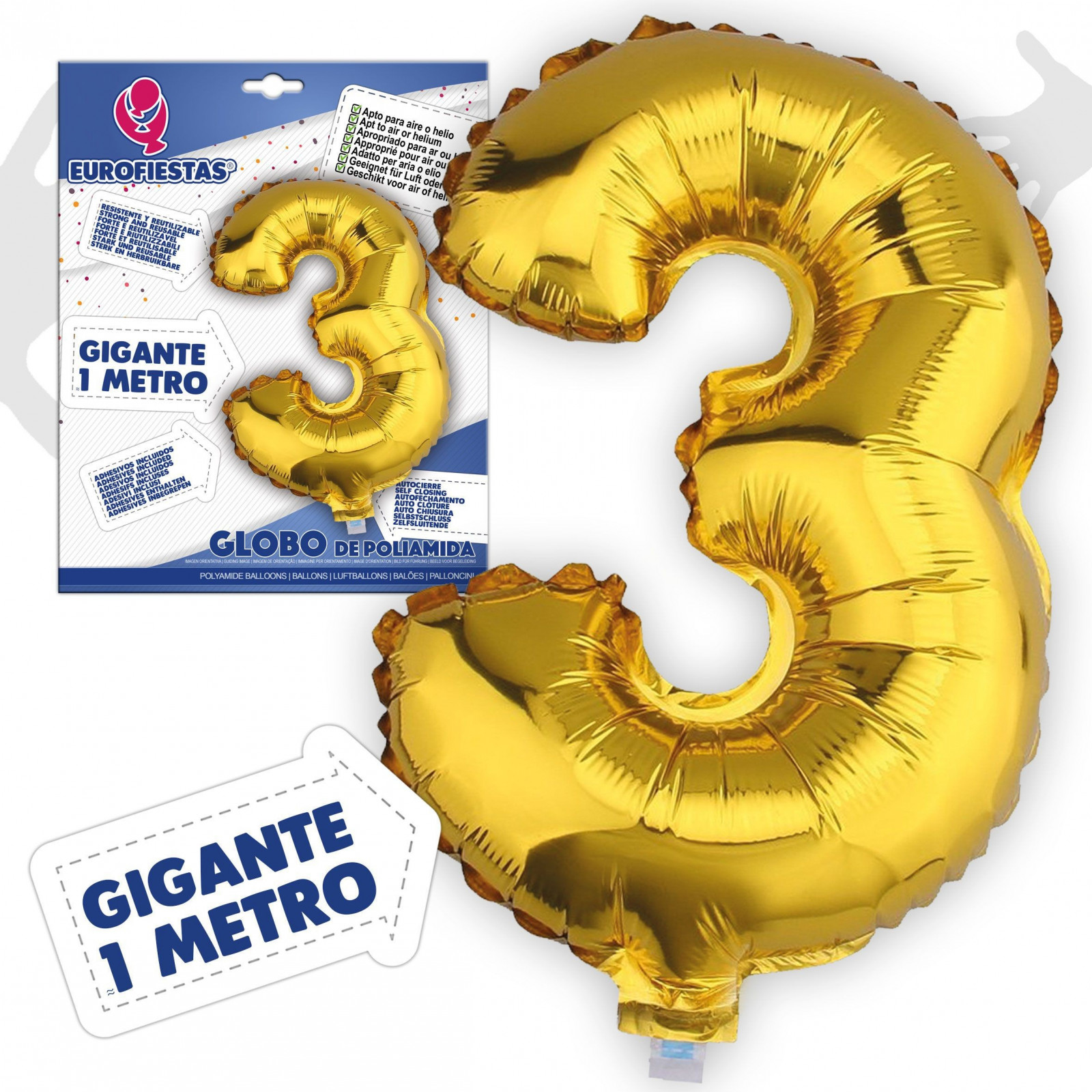 Palloncini in poliammide oro 1m 3