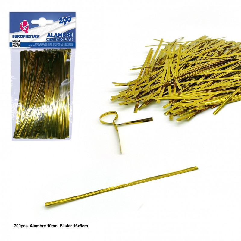 Filo chiude sacchetti 10cm oro