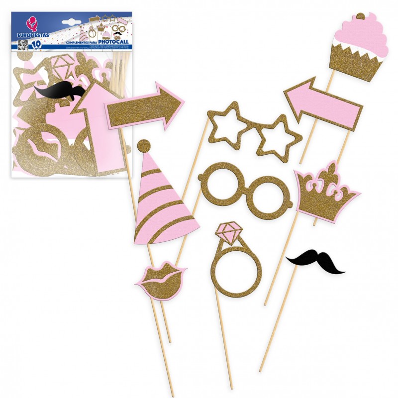 Accessorio per photocall cupcake oro e rosa 10