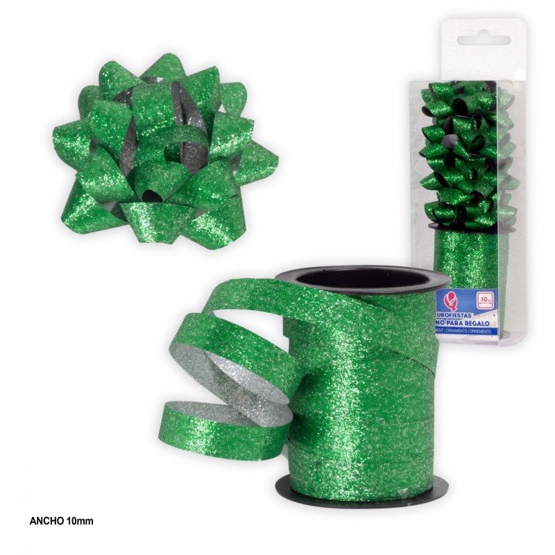 Rotolo 10m loop 1cm glitter verde