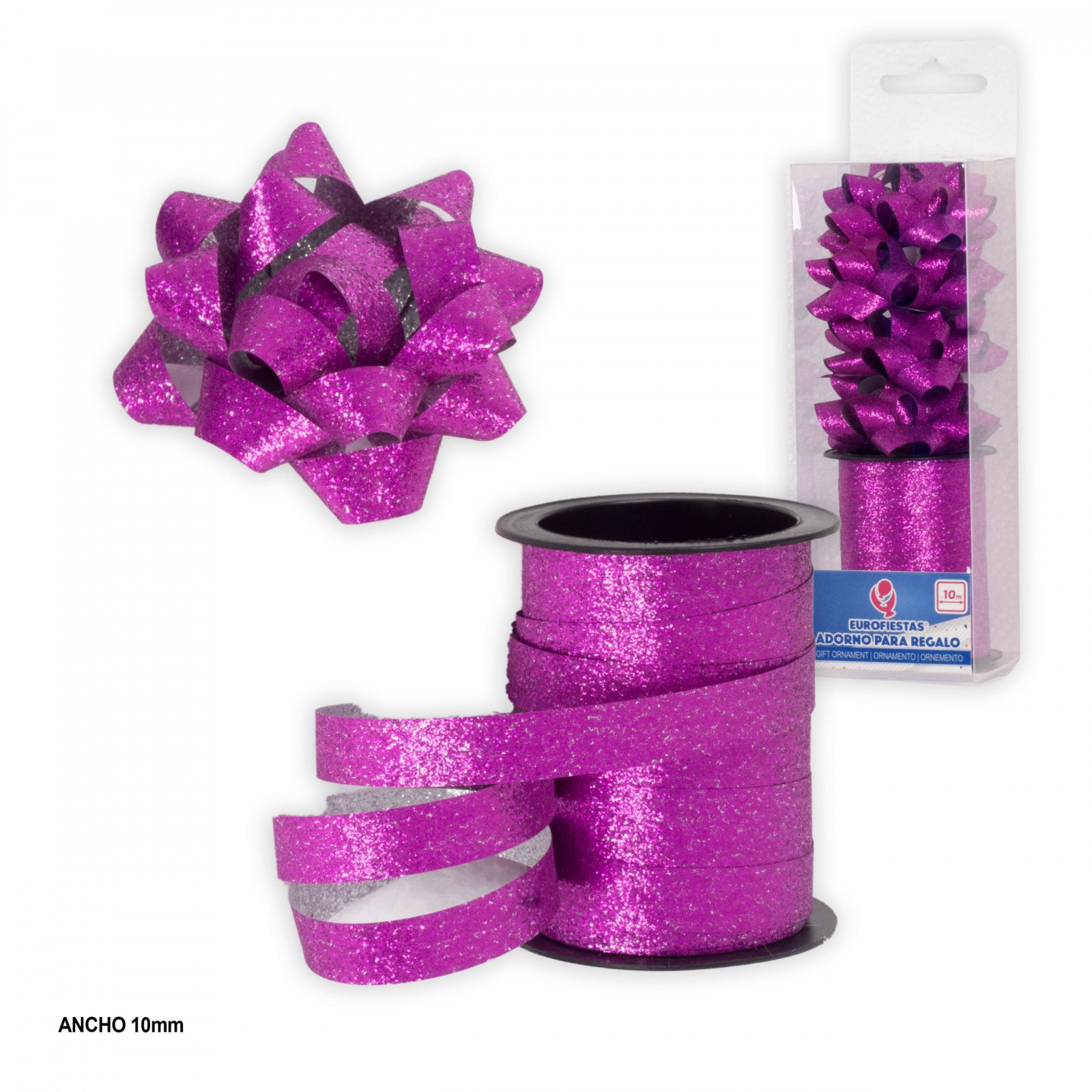 Rotolo 10m loop 1cm fucsia glitter