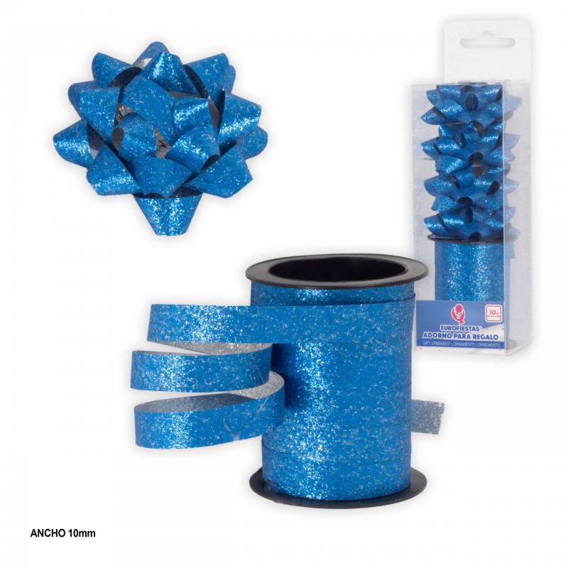 Rotolo 10m nastro 1cm glitter blu