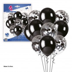 Bouquet di 10 palloncini a tema argento - Sparklers Club