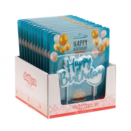 Candela di compleanno di buon compleanno in colore blu