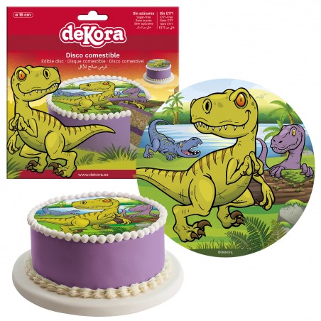 Wafer commestibile per torta con design di dinosauro