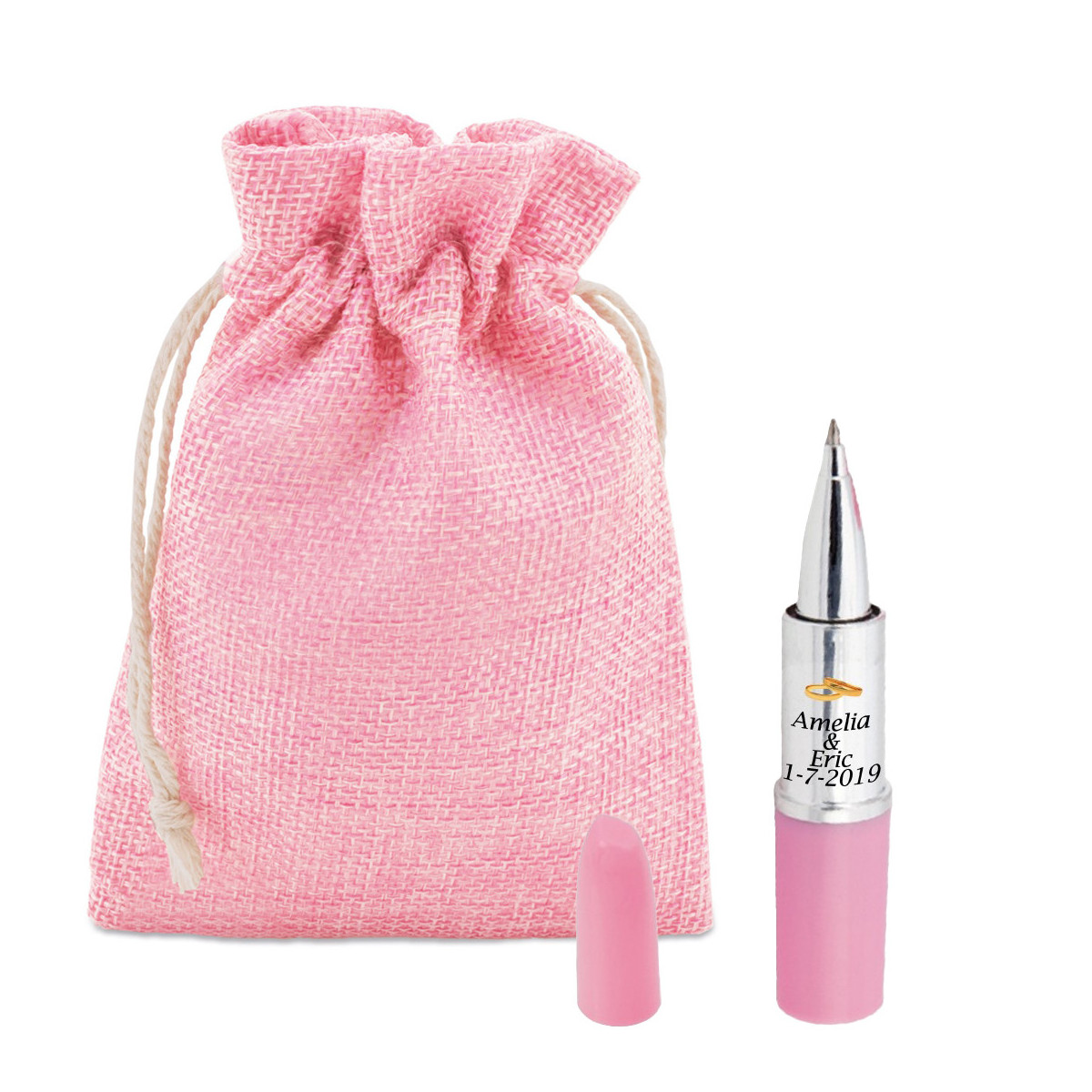 Penna per rossetto in borsa rustica rosa