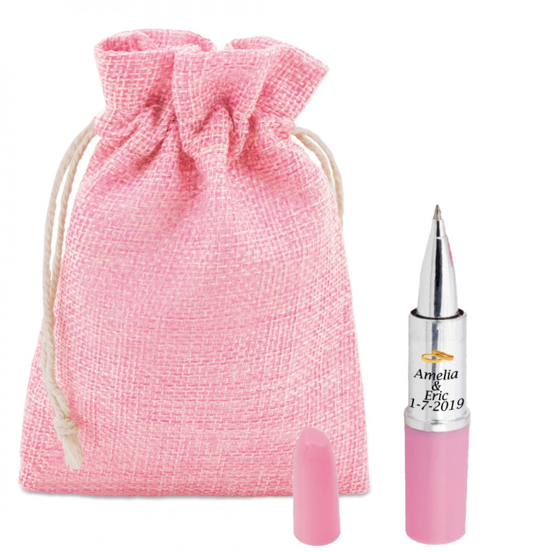 Penna per rossetto in borsa rustica rosa