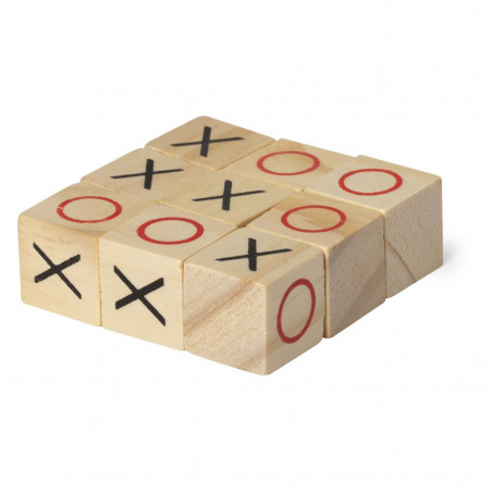 Gioco tic tac toe in scatola di legno personalizzata con frase su adesivo natalizio