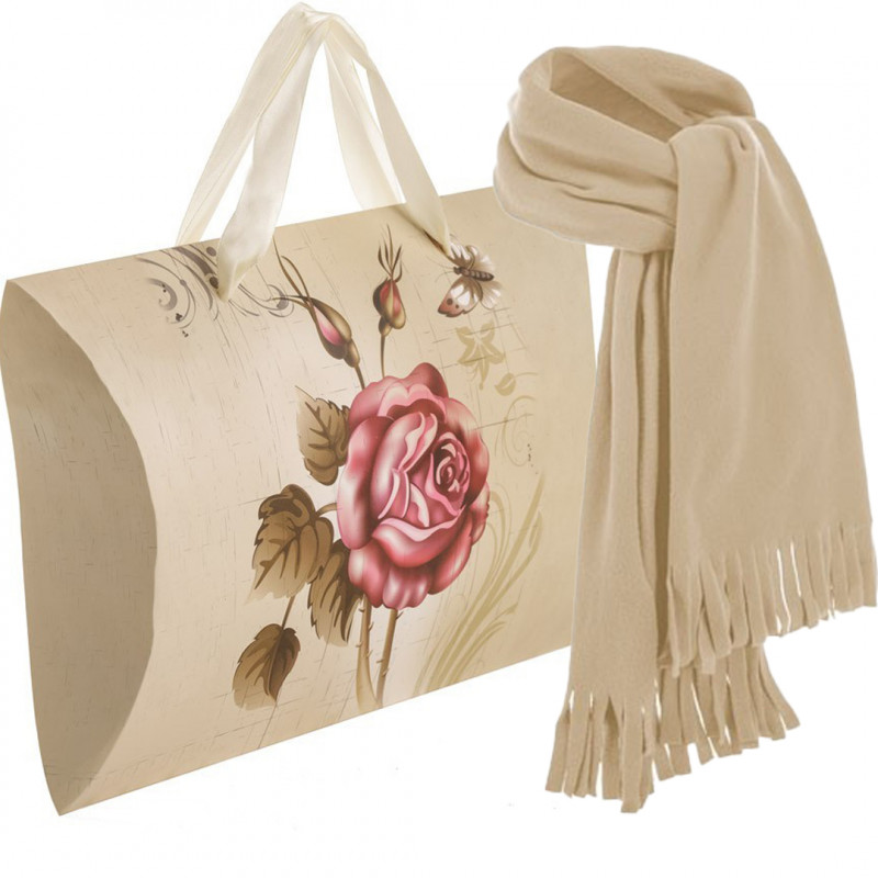 Sciarpa beige in scatola di cartone regalo