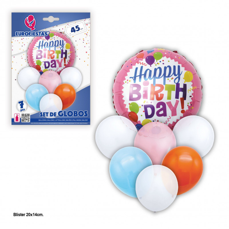 Set di palloncini rosa arancioni di buon compleanno