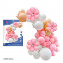 Set organico di palloncini pastello e retrò con fiori sorridenti