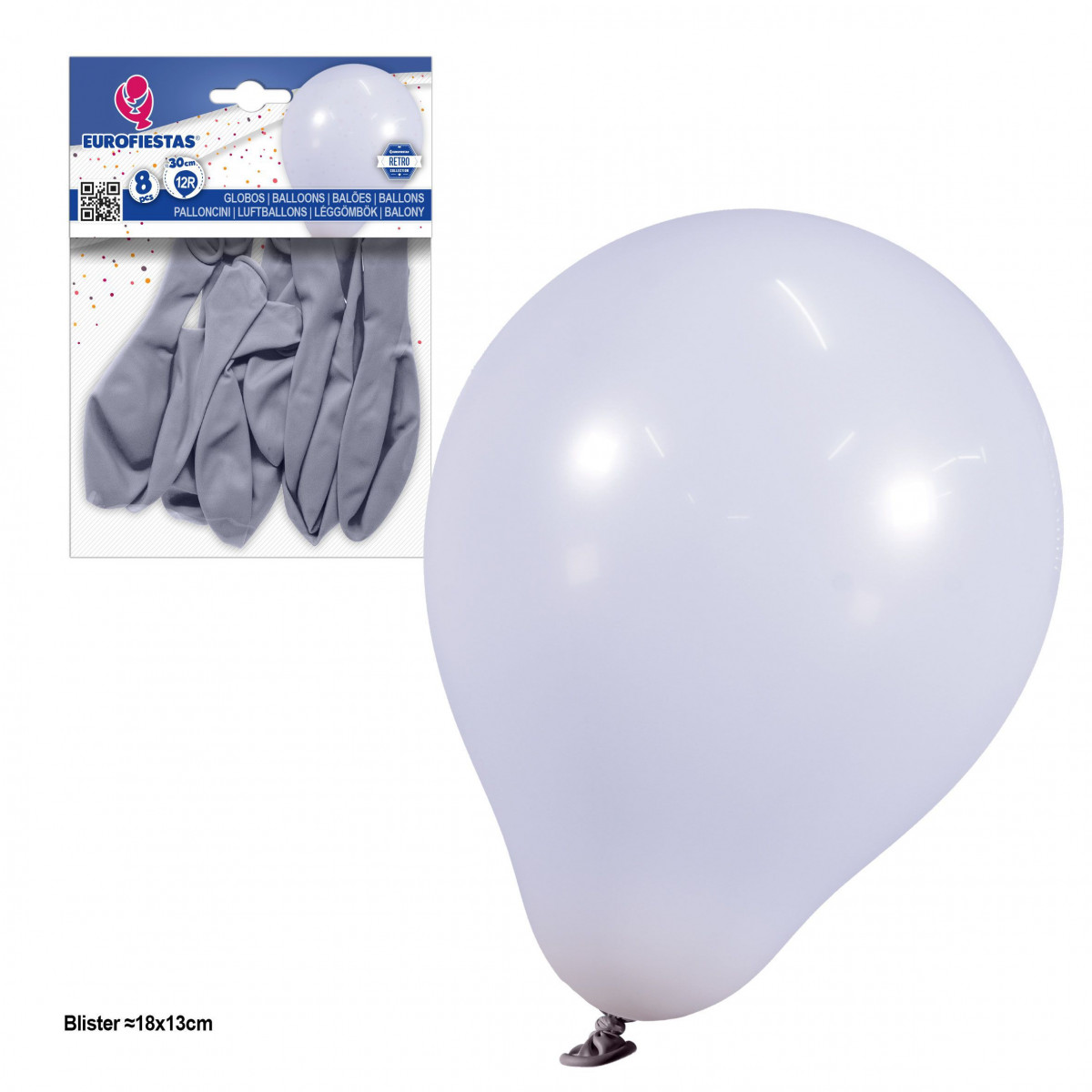 Palloncini 12r 2 8g 8pz retro blu foschia