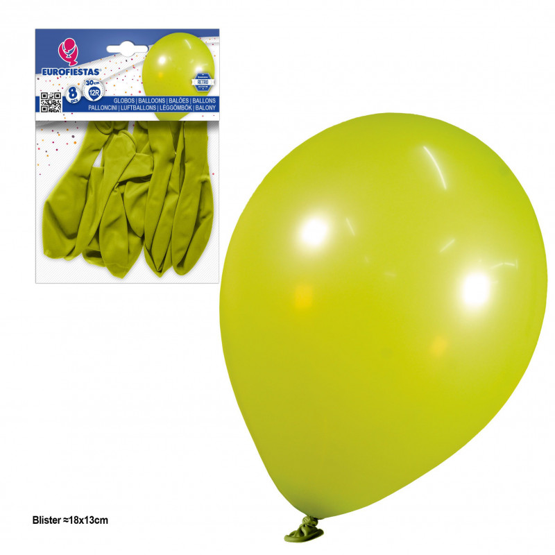 Palloncini 12r 2 8g 8pz retro verde oliva