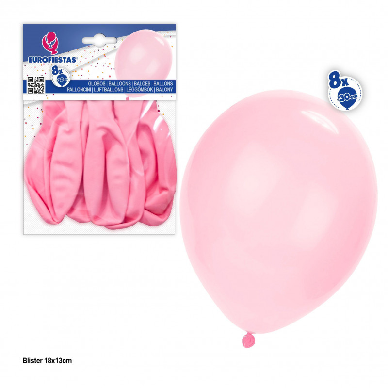 Palloncini 10r 8pz rosa pastello