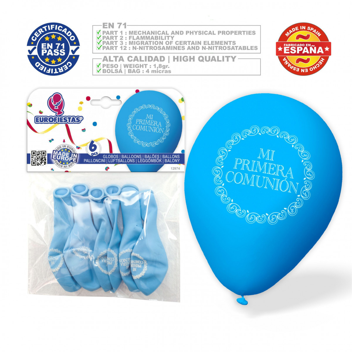 Palloncini prima comunione classici blu