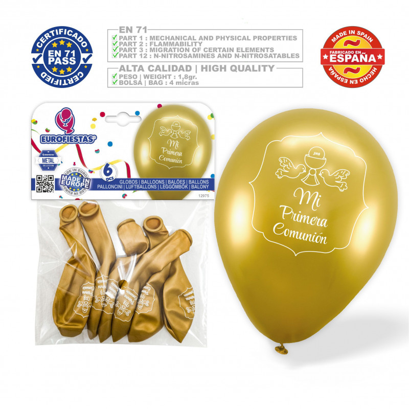 Palloncini prima comunione colombe calice oro