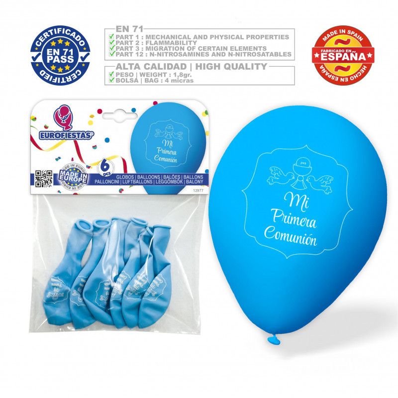 Palloncini prima comunione colombe calice blu