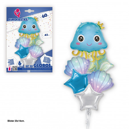 Set di palloncini foil blu medusa