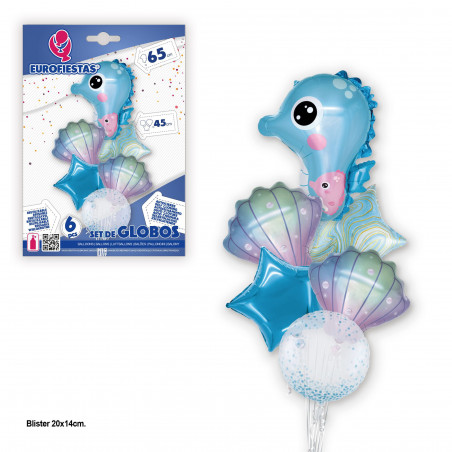 Set di palloncini foil cavallino marino blu