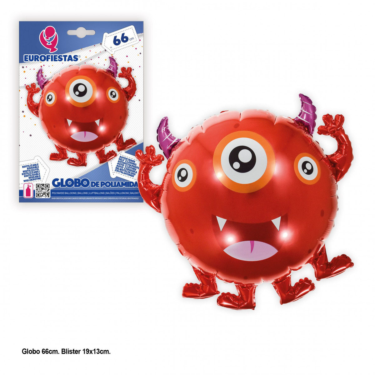 Palloncino foil monster rosso 4 gambe 58cm