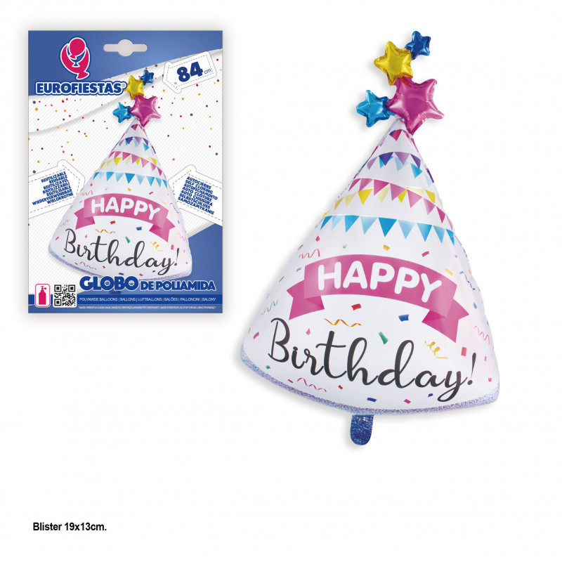 Palloncino foil a cono buon compleanno 84x52cm