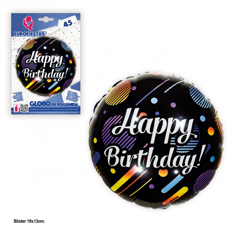 Palloncino foil 45cm tondo buon compleanno pianeti