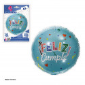 Palloncino foil 45cm tondo buon compleanno turchese