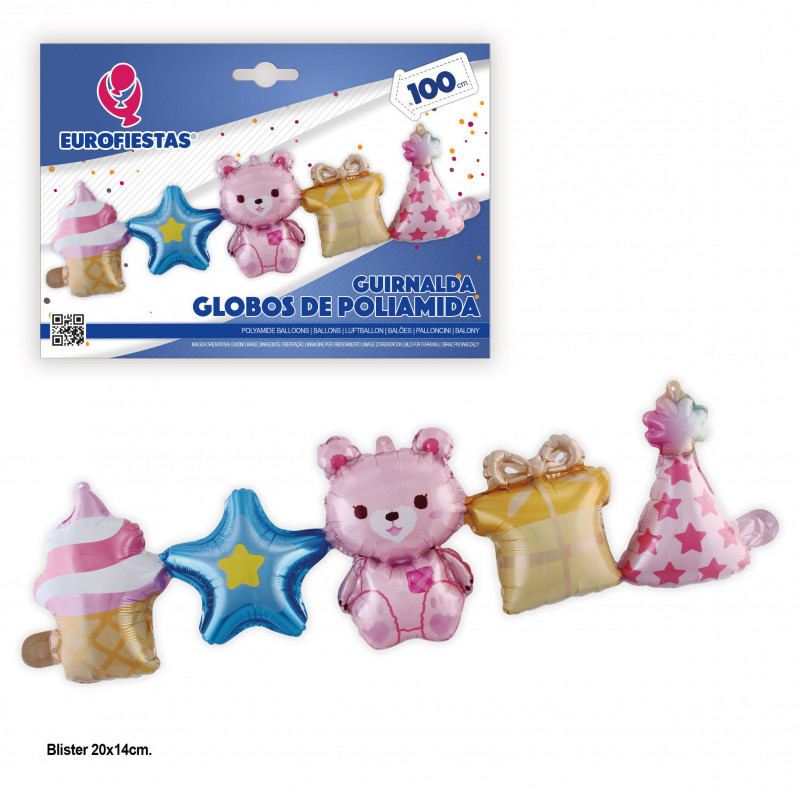 Ghirlanda di stelle palloncino foil e orso rosa