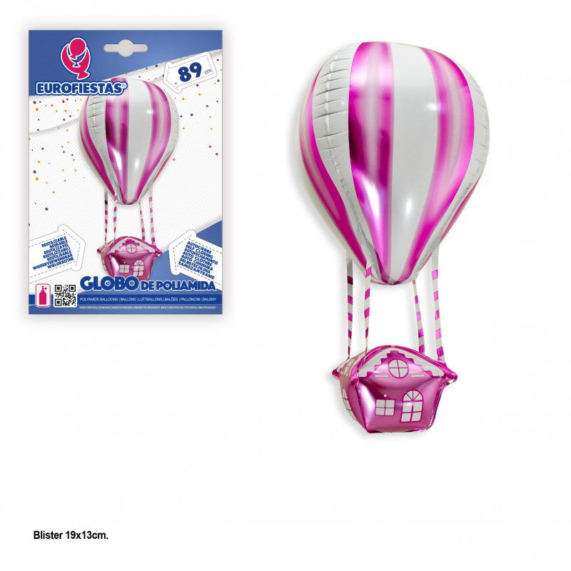 Mongolfiera foil 90cm mongolfiera rosa