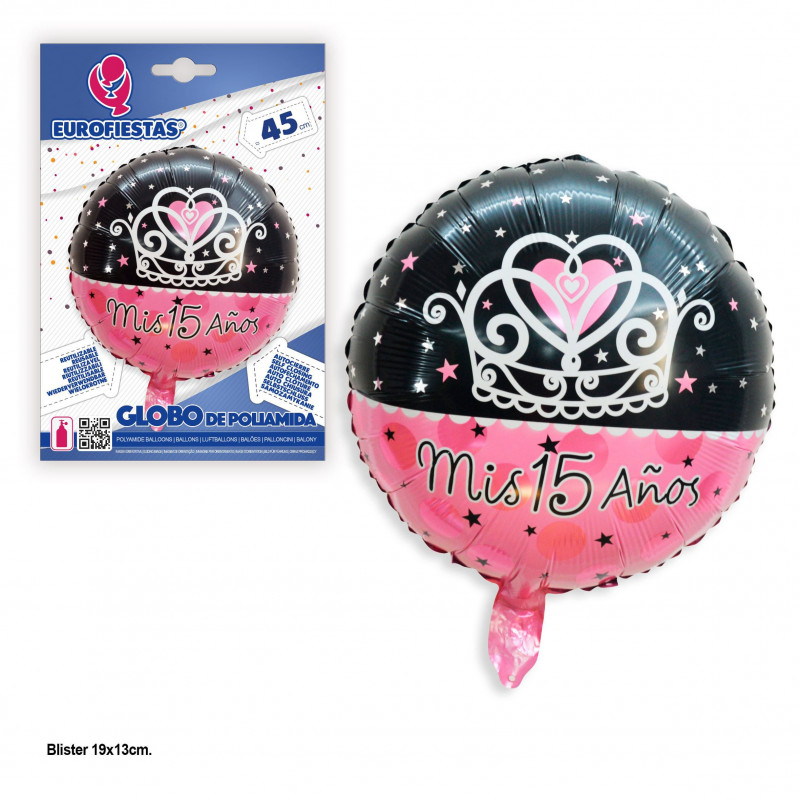 Palloncino foil tondo la mia corona rosa 15 anni