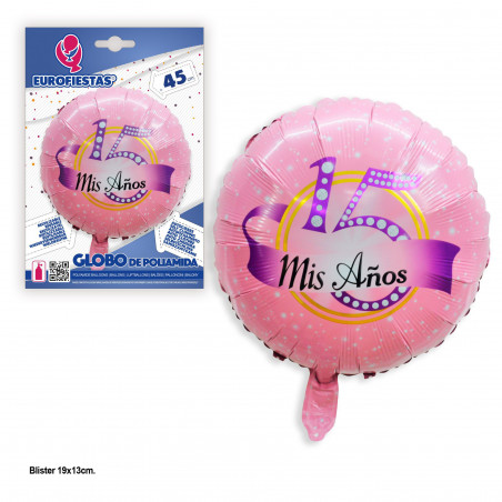 Palloncino foil tondo la mia fascia 15 anni rosa