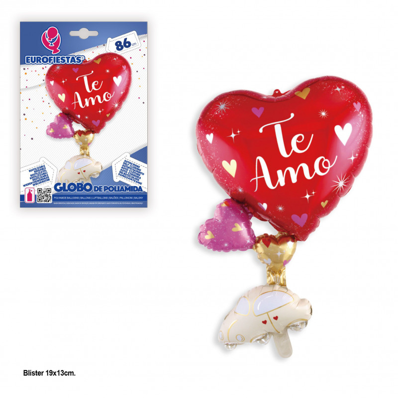 Palloncino foil a forma di cuore Ti amo con la macchina