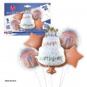 Set di palloncini foil torta bianca di buon compleanno con candele 102 cm