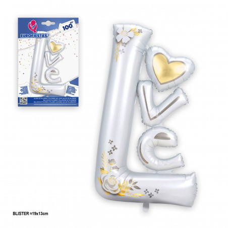 Palloncino foil amore lettere bianche 100cm