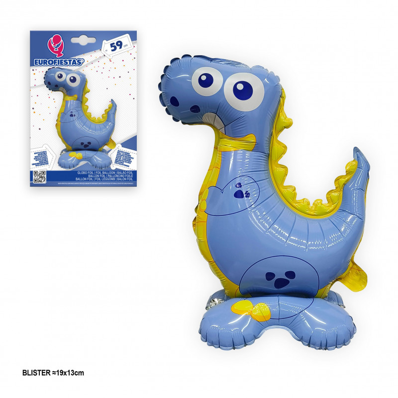 Palloncino foil con piede di dinosauro blu 59 cm