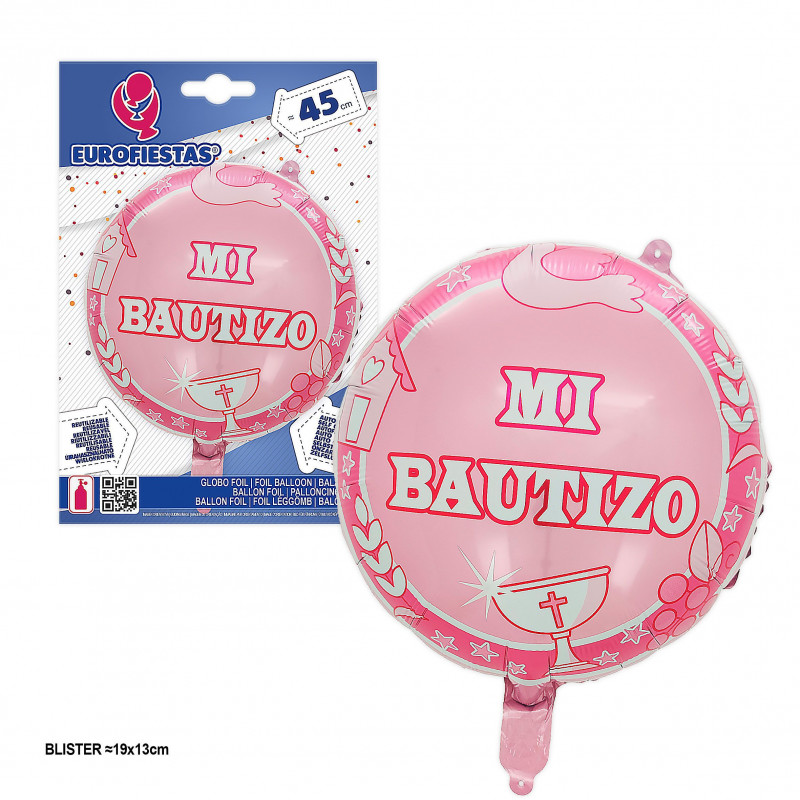 Palloncino foil tondo il mio battesimo rosa 45cm