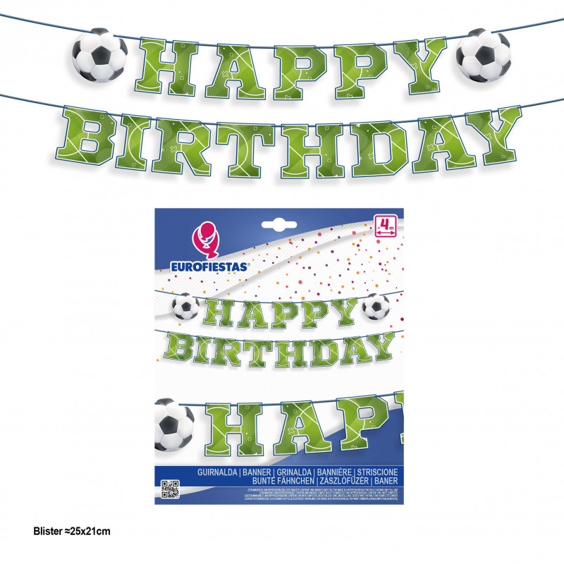 Buon compleanno calcio lettera ghirlanda bordo blu