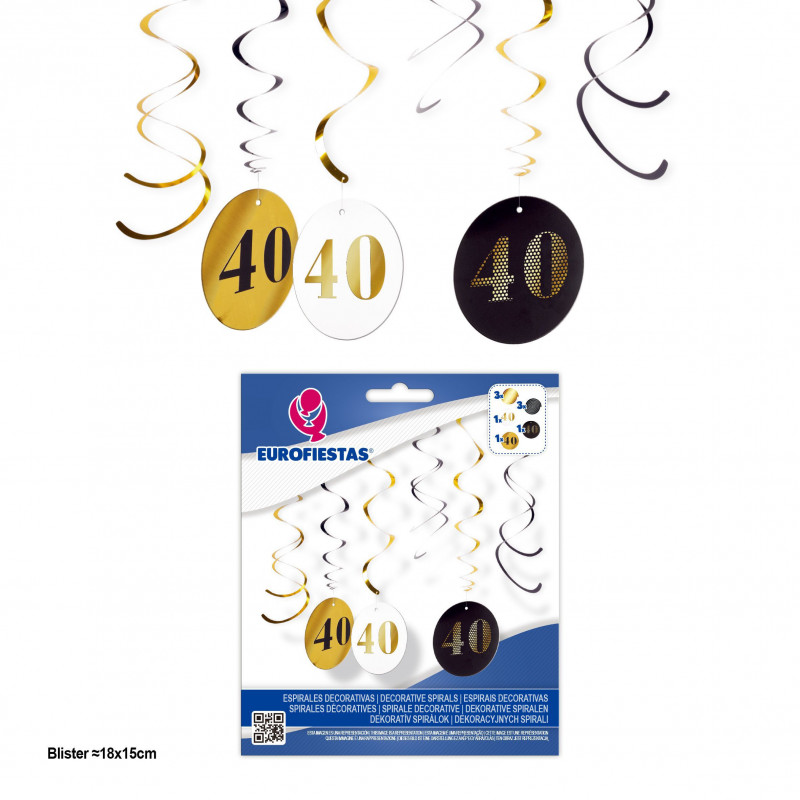 Spirali decorative cerchi nero oro 40