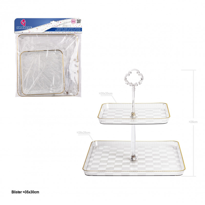 Espositore quadrato in plastica 2 piani 28+20cm