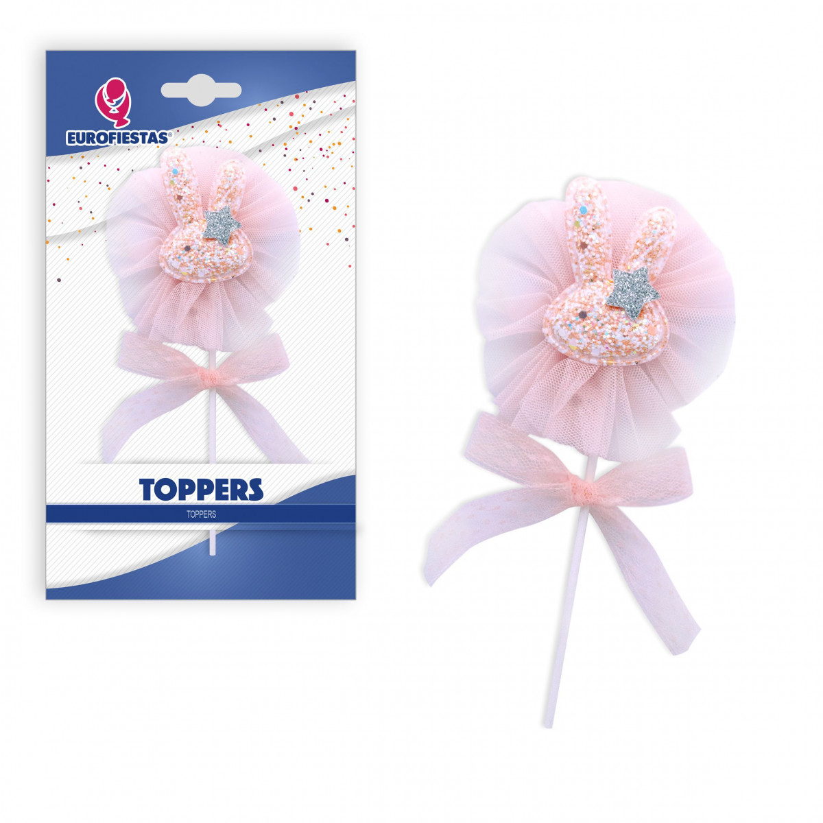 Topper coniglietto rosa glitterato